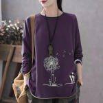 Neli aastaaega Pluss suuruses Kirjanduslik Pikkade varrukatega T-s&auml;rk Kevad ja S&uuml;gis Naiste Lai Vabaaja Aluss&auml;rk Topp 3XL