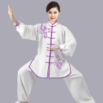 Tai Chi riided Hiina Kung Fu vormid T&auml;iskasvanutele Pikkade varrukatega Tikand Hiina hommikuv&otilde;imlemise kost&uuml;&uuml;mid meestele ja naistele XXXL lilla