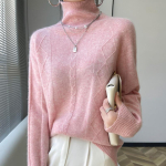 S&uuml;gisesed Naiste Kampsunid Talvised Pullover Topid Naiste Triibulised &Uuml;mmarguse Kaelusega Villased Kudumid Villased P&otilde;hilised &Uuml;hev&auml;rvilised Roosad T-s&auml;rgid S&auml;rk 2XL valge