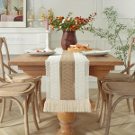 1 tk Bohemian Macrame heegeldatud lauajooks tuttide stiilis lauajooksjaga pulmadeks, &otilde;htus&ouml;&ouml;kideks, pidudeks ja kodukaunistuseks 30X120cm