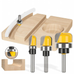 6mm/6.35mm/8mm Shank Bowl Tray Router Bit 1-1/8 Diameter Round Nose Milling Cutter Woodworking Corner Wood Bit Face Mill Tools 6x3-4