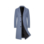 Meeste keskmise pikkusega villane mantel: &Uuml;hev&auml;rviline &uuml;herealine trenchcoat s&uuml;gis/talveks XL must