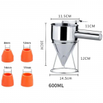 600/1200ML Koonusekujuline Roostevabast Terasest Lehter-Dosaator Tainas Pannkoogidosaator Kaheksajalg Kala Palli Kodu K&ouml;&ouml;k K&uuml;psetust&ouml;&ouml;riistad