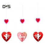 6 tk. S&otilde;brap&auml;eva s&uuml;dameornament, paberist k&auml;rgstruktuurist rippuv kaunistus Romantiline punane roosa armastuss&uuml;damed peotarvete jaoks Sets