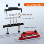 275A toitejaotusplokk 12V siiniriba 5 x 3/8 (M10) Klemmi naastud 12 V merebuss, positiivne ja maandus autot&ouml;&ouml;stusele