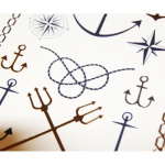 Tatouages temporaires - Ancres - Dorures, argent&eacute; et noir