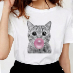 Harajuku suvine naiste T-s&auml;rk Bubble Gum French Bulldog Print Esteetilised riided Graafiline T-s&auml;rk S