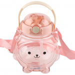 Suur veepudel 1000 ml multifilmi karu kujuga kaasaskantav joogipudel koos &otilde;lerihmaga suveks roosa