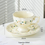 Vintage Phnom Penh Prantsuse V&auml;ike Lillega Keraamiline P&auml;rastl&otilde;unatee Kohvitass ja Taldrik 250ML