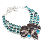 Cappuccino Jasper, Topaz Handmade 925 Sterling Silver Jewelry Necklace 18 v6l72
