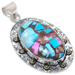 Spiny Oyster 925 Sterling Silver Jewelry Two Tone Pendant 2.40 o3j53