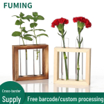 Retroklaasist katseklaasist lillevaas h&uuml;dropoonika ja kuivatatud seadmete jaoks &ndash; ideaalne elutoa v&otilde;i kontori sisekujunduseks Retro Color Double Test Tube Flower Vase