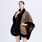 S&uuml;gise ja Talve Naiste Kunstotter K&uuml;&uuml;likukarva Kraega Leopardmustriga Jacquard-r&auml;tik Keep Suur Suurus Silmkoeline Kardigan-Jakk One Size must