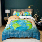 Maailmakaardi Voodipesukomplekt Maa Mustriga Voodikate Padjap&uuml;&uuml;r Lastele ja Teismelistele Voodipesu &Uuml;he-/Kahekohaline Suurus Kingitus Baby 100x135cm