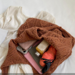 Villane kootud &otilde;lakott naistele Vintage puuvillasest riidest t&uuml;drukute ostukott Suur naiste k&auml;ekott heegeldatud kott 36x32cm beež