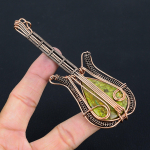 Green Opal Handmade Copper Wire Wrap Guitar Pendant 4.53 y3r60