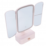 Lauaarvuti valgustusega meigipeegel koos organiseerijaga, 3 v&auml;rvitemperatuuri reguleerimine, USB laetav LED-valgusti