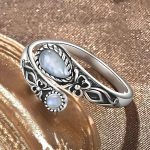 S&otilde;rmus,kuukivi s&otilde;rmus,sterlingh&otilde;be,reguleeritav s&otilde;rmus,boho,vintage,lusika s&otilde;rmus,liblikas,s&uuml;nteetiline kivi,kingitus h&otilde;be