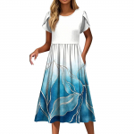 Naiste kleidid Vintage lilleline &uuml;mara kaelusega l&uuml;hikeste varrukatega kleidid L