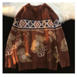 Talvine Uus Vintage Kampsun Y2K J&otilde;ulud Soe Pullover &Uuml;mmarguse kaelusega Pullover Naistele T&auml;navakunst Casual Harajuku L&otilde;tv Uusaasta Kampsun M brown