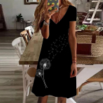 Suvemood naiste V-kaelusega l&uuml;hikeste varrukatega lillega tr&uuml;kitud kleit Seks-l&uuml;hikese seelikuga kleidid XS