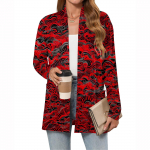 Naiste kerged kampsunid avatud esiosaga, pikkade varrukatega, vaba l&otilde;ikega, &otilde;hukesed kampsunid taskutega XXL punane