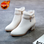 Moodne S&uuml;gis Talv Elegantne Keskmise Kontsaga Naiste L&uuml;hikesed Kingad Nahast Veekindlad &Uuml;marate Varvastega Naiste Pahkluukingad M&uuml;&uuml;k Uued Ankle Bootsid 35