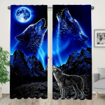 3D Hunt hundi ulumine kuu all Prinditud kardinad, tunneliga, magamistuppa ja elutuppa, kodukaunistus, ruumikaunistus 29Wx64L(75x166CM)x2