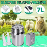 110V elektriline l&uuml;psimasin 7L laetav lehma kitse lamba l&uuml;psja roostevabast terasest &auml;mber kahe peaga voolik piiranguklapiga Cow Milking