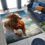 Uus Galopp Hobune Mustang Multikunst Vaip Magamistoa Elutoa Diivani Kodu Uksemati Kaunistuseks, Suur Laste Libisemiskindel P&otilde;randamatt 100x120cm( 39x47in )