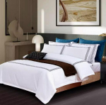 60ndate tikanditega puuvillasatiinist voodipesukomplekt - neli osa Single Duvet Cover 1.8x2.4 (Fits 160x220 Duvet)
