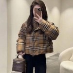 Talvine Uus Korea Stiilis Ruuduline L&uuml;hike Leivakujuline Jakk Paksustatud L&uuml;hike Puuvillane Jakk Naistele S black