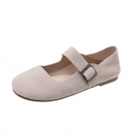 Naise vabaaja &uuml;mara ninaga madala pehme tallaga kaunid lameda kontsaga kingad, baleriinid, naissoost elegantsed prantsuse retro libisevad Mary Jane kingad 35