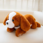 40/60CM Simulatsioon Armas Koer Kaelakee Pl&uuml;&uuml;sm&auml;nguasi Pehme T&auml;idisega Loom Pehme Lamav Lemmik Kutsika Padi Husky Beagle Nukk M&auml;nguasi Kingitused 40cm pruun