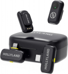 Hollyland Lark A1 juhtmevaba minmikrofon iPhone'ile ja Androidile, 48kHz/24-bitine, mikrofon YouTube'i, podcasti, vloggingu jaoks must