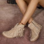 Naiste Boheemlaslikud Pahkluusaapad Naiste Retro Kunstnahast Suede Pandlaga Rihm L&uuml;hikesed Saapad Suurused Tasased Kerged Kingad Naistele De Mujer 40 beige