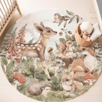 Boho Safari Loomade &Uuml;mar Vaip S&uuml;gisese Metsa S&otilde;brad P&otilde;randamatt Libisemiskindel Vaip Metsik Džungel Laste Toa Dekoor Etniline Beebi Kingitus 120x120cm