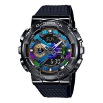 Casio - Must silikoonrihm, V&auml;rviline sihverplaat, Meeste kvartskell GM-110B-1APR must