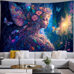 Butterfly Girl seinavaibad Gooti stiilis kodukaunistused P&auml;ikese ja kuu seinavaibad Esteetilised toakaunistused Magamistoa kaunistamine Kawaii Tapiz W95xH70cm