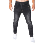 Meeste teksap&uuml;ksid &Uuml;hev&auml;rvilised Taskutega Suvised Pestavad Pahkluuni Seotavad Denim-p&uuml;ksid Streetwear L must