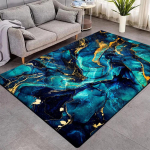 Sinise marmormustriga vaip elutuppa Luksuslikud kodukaunistused Diivanilaud Suure pindalaga vaibad Magamistuba Voodi k&otilde;rvale Jalamatt Libisemisvastane matt 60x90cm 24x36inch blue