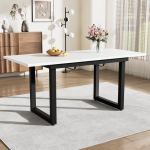 Table de salle &agrave; manger extensible, L140/180*L80*H75, Rectangle, Table de salle &agrave; manger simple et moderne en fer, Blanc + Noir