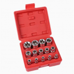 14 tk/komplekt 1/4'' 3/8'' 1/2'' kruvikeeraja E Torx t&auml;hikotsik kroomitud padrunv&otilde;tmete komplekt t&ouml;&ouml;riistakomplekt + karp autot&ouml;&ouml;riistakast
