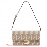 Fendi Baguette Logo Jacquard Klapiga Sulgemine Puuvillane K&auml;ekott Naiste K&auml;ekotid Beež 8M0498AUNJF1SNP Basic Set (Bag+Dust Bag)