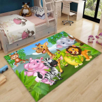 3D Joonisfilm Loomaaia Loomad Beebi Roomamismatt Vaip Laste Toa Dekooriks Lasteala P&otilde;randamatt Mugav Libisemiskindel Vaip Kiire Tarne 100cm x 150cm