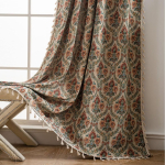 Prantsuse retro stiilis kardin magamistoa ja elutoa jaoks Paksenenud Valmis Poolpimendav Roheline Monet &otilde;limaal Aknakardin 150x160cm&Grommet Top black
