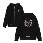 841 CHROME HEARTS 2026 S&uuml;gis ja Talv Uus Suur Suurus Klassikaline Stiil Logo T&otilde;mblukuga Kapuutsiga Pusero, Sobib paaridele kandmiseks S must