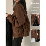 Ameerikalik Retro Naiste Suede Jakk - Kevad/S&uuml;gis 2025 Trendikas V&auml;ike Kasvuga K&otilde;rgkvaliteediga L&uuml;hike Stiil L gray