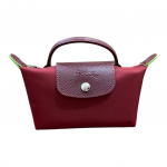 Longchamp Le Pliage Rohelise K&auml;epidemega Nahkdetailidega Nailonist Pelmeenikujuline T&otilde;mblukuga Kotike Tavaline Naiste T&otilde;mblukuga Kotid Granaat&otilde;una-punane 34175919P98 Basic Set (Bag)