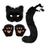 3 tk Halloweeni rebaste cosplay komplekt, sisaldades pl&uuml;&uuml;srebaste maski, saba, kindaid, looma kost&uuml;&uuml;mi lastele ja t&auml;iskasvanutele Black must